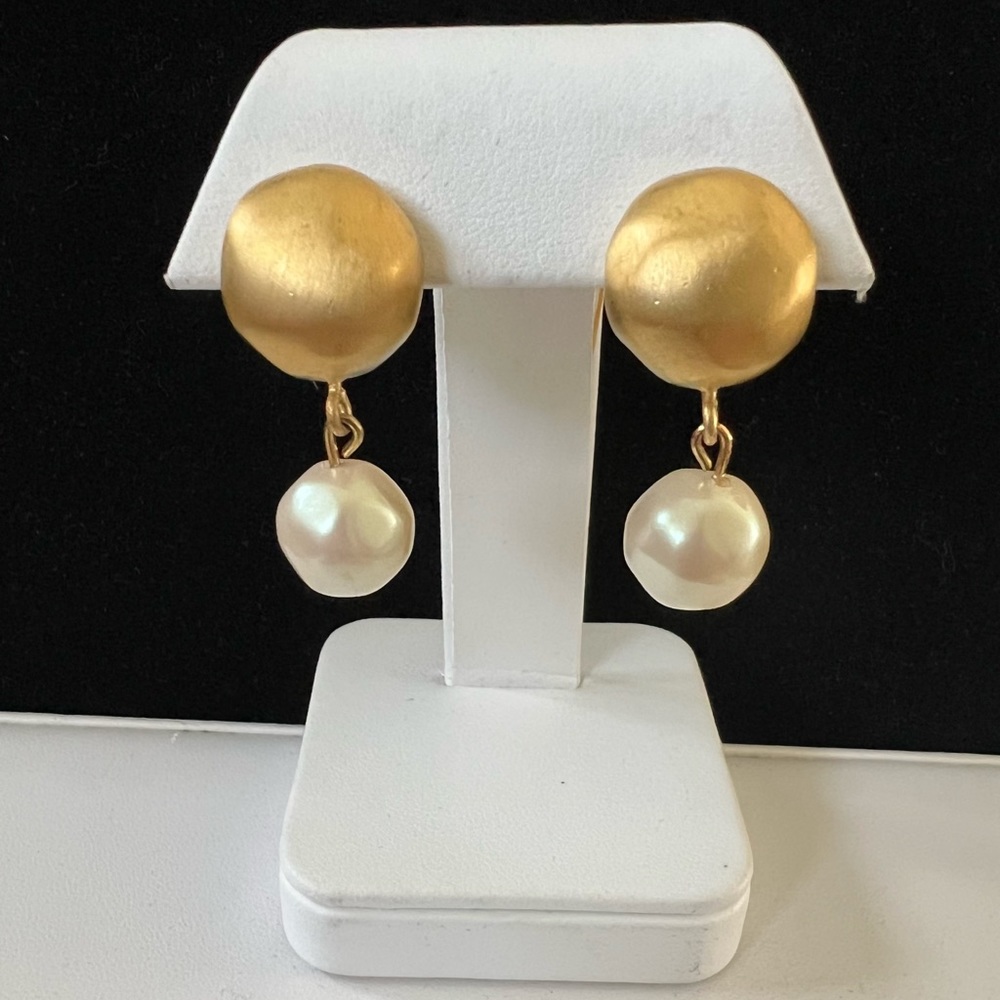 Givenchy Designer Signed Pearl Dangle Earrings - image 2
